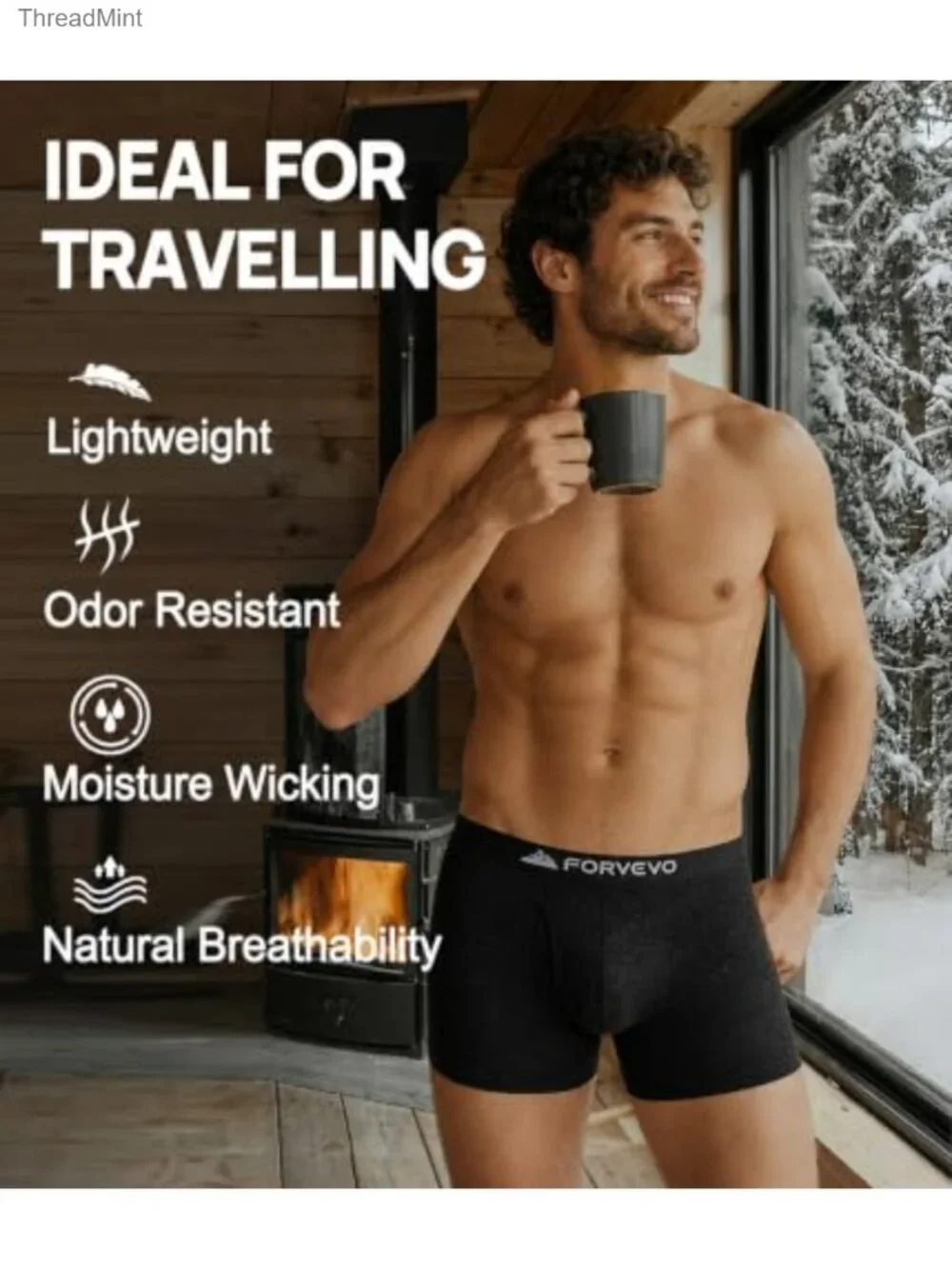 Merino Wool Boxer Briefs Moisture Wicking Breathable Men's Underwear